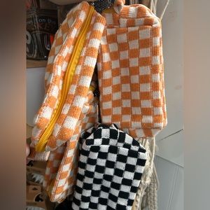Checkered cosmetic bags